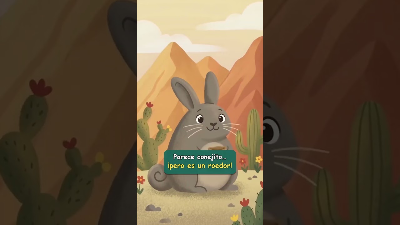 Una vizcacha gris entre cactus: parece conejo pero es un roedor.